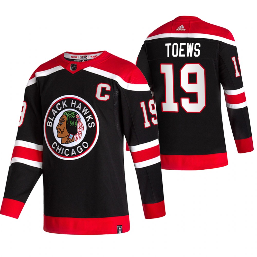 2021 Adidias Chicago Blackhawks #19 Jonathan Toews Black Men Reverse Retro Alternate NHL Jersey